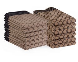 DoubleDry Theedoeken en Keukendoeken Set - 12 Stuks - 100% Katoen - Hoge Absorptie & Duurzaam - Deluxe, Beige