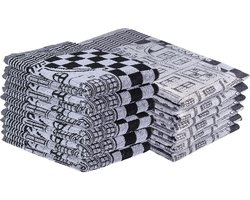 DoubleDry Theedoeken en Keukendoeken Set - 12 Stuks - 100% Katoen - Hoge Absorptie & Duurzaam - Herenhuis, Zwart