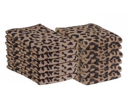 DoubleDry Theedoeken en Keukendoeken Set - 12 Stuks - 100% Katoen - Hoge Absorptie & Duurzaam - Luipaard, Beige