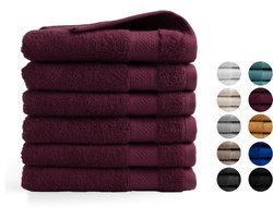 DoubleDry XL Handdoeken 70 x 140 - set van 6 - Hotel kwaliteit 500 g/m2 - 6x Bordeaux Rood