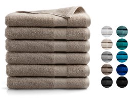 DoubleDry XL Handdoeken 70 x 140 - set van 6 - Hotel kwaliteit 500 g/m2 - 6x Taupe