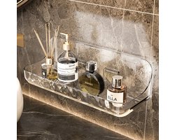 Douche bakje zonder boren, douche rekje, Transparant, 24 x 9 x 8 cm, Water doorlatend, badkamer organizer, wandplank badkamer, douche bakje,