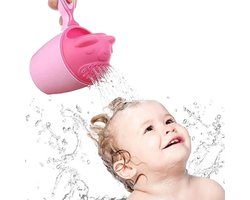 Douche beker - Douchebeker - haarspoelbeker voor baby's - Shampoo spoelbeker voor in bad - Baby Haar Cut Spoeler ter - Beschermt ogen en gezicht - Badgieter - Roze - Voor Kids Toddler Body Washing