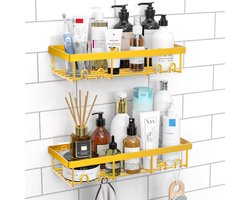Douche Caddy Plank Organizer Rack - Zelfklevende Badkamer Plank met Zeepbakjes - Ruimtebesparend Badkamer Opslag Systeem voor Thuis, Boerderij en Muur Decor