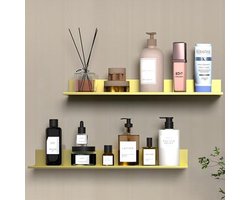 Douche Caddy Set van 2 - Geborsteld Goud, Zelfklevende Wandplanken voor Badkamer en Keuken
