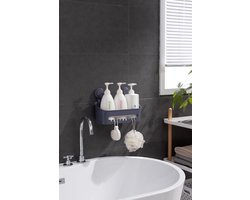 Douche Caddy Zuignap - Geen boren - Zelfklevende Douche Caddy Basket - Beste Organizer Badkamer Accessoires - Zeep Shampoo Tandenborstel - Grijze Plank Zuignappen