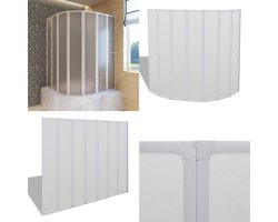 Douche en badscherm 140 x 168 cm 7 panelen met handdoekrek - Douchecabine - Douchecabines - Badscherm - Badschermen
