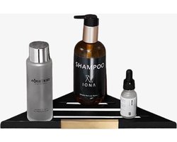 Douche hoekrek Jacky | Doucherek | Badkamer Accessoires | Douchemandje | Badrek | Douche Rek Zwart | Hoekrek Hangend | Zwart | Goud | Luxe Doucherek | 1 Stuk