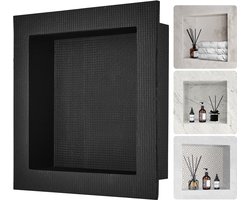 Douche Niche - Inbouw Niche - Badkamer Organisatie - Versterkte Waterdichte Structuur - 40 x 40 x 16 cm - Zwart