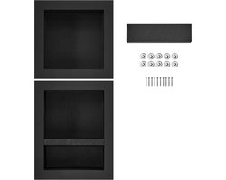 Douche Niche, Klaar voor Tegels, 40,64 x 40,64 cm en 40,64 x 50,8 cm, Ingezette Opbergruimte met Drie Planken, Moderne Zeepniche voor de Badkamer, Geïsoleerde Bescherming, Zwart
