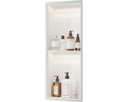 Douche nis - Badkamer opbergvak - Badkamer organiseren - Met LED verlichting - 70x28cm - Wit