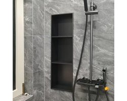 Douche nis - Inbouw kast - Badkamer opbergen - Roestvrij staal - 32cm x 32cm - Zwart