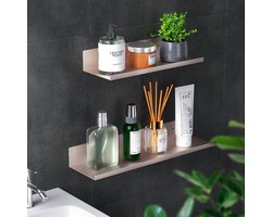 Douche plank, zonder boringen, 2 stuks, douche plank, badkamer plank, aluminium, wandrek, hechten, badkamerrek voor badkamer, roestvrij, rosegoud