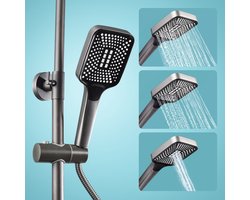 Douche Set Badkamer Met Breed Dakdouche, Handdouche & Reinigings Pistool, 4-in-1 Pressuriseerde Douche Systeem, Bruin