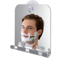 douche spiegel – Spiegel – Scheerspiegel – Condensvrij – 13*14 cm – Acryl – Zilver