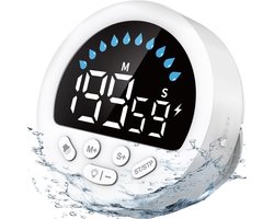 Douche Timer - Badkamer Timer Stopwatch - Douchen Tijd Beheren - IPX5 Waterdicht - 76x30x76 mm - Wit