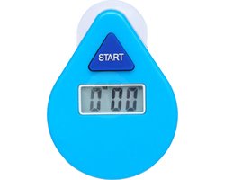 Douche timer/wekker - met zuignap - 5 min - digitaal - blauw - 8 cm