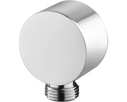 Douche waterbocht, ronde waterbocht, hoekkraan voor wandmontage, gepolijst chroom-massief messing (zilver)