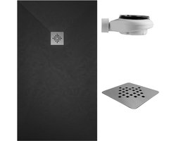 Douchebak Hars - Glad Steen Structuur - Veilig Douchen - Antislip Klasse 3 - 60x60x3cm - Zwart