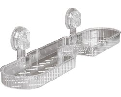 Douchebak Organizer - Opbergrek Badkamer - Ruimte Besparen - Sterke Zuignap - 4.2x12.3x4.2 cm - Transparant Wit