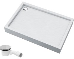 Douchebak Rechthoekig - Doucheplateau Bak - Badkamer Renovatie - LeakProtect Technologie - 90x120cm - Wit Steen