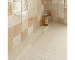 Douchebak Steenlook - Extra plat - Badkamer Vernieuwen - Antislip Klasse C - 140x90 cm - Zandkleur