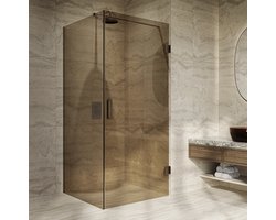Douchecabine 100x100 brons glas 8mm dik nano coating anti kalk
