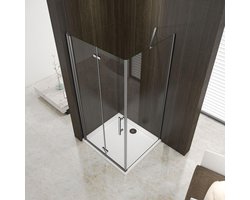 douchecabine 120x80x195cm met vaste zijpaneel, vouwdeur, douchedeur+zijwand, 6mm nano veiligheidsglas, vouwbare douchedeur,vaste douchewand en glazen draaideur