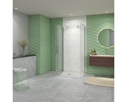 Douchecabine 120x90x90cm vouwdeur (U-vorm) +twee zijwanden ,NANO EasyClean veiligheidsglas,195cm hoog