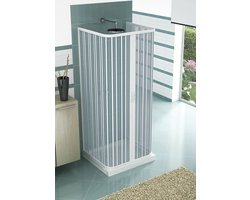 Douchecabine 3-zijdig - Douchehoek - Badkamer Inrichten - PVC Vouwdeuren - 70x100x70 cm - Wit