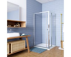 Douchecabine 90x90x185cm Vouw-/schuifdeur+één zijpaneel 5mm veiligheidsglas-gepolijst chroom frame