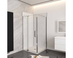 Douchecabine B:80xD:76xH:195cm, scharnierende deur met zijpanelen, 6mm transparant, gemakkelijk te reinigen gehard glas, stabilisatiestang 50cm, glanzend chromen profiel.