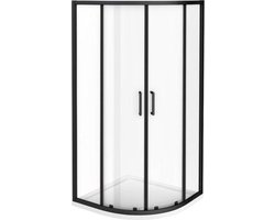 Douchecabine Clarke 90x90cm Kwartrond Hoekinstap Schuifdeur Mat Zwart