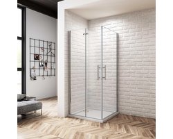 Douchecabine - Douchewand Rechthoekig - Douchen Gemakkelijk - Dubbele Deur Systeem - 90x70x185cm - Transparant