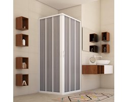Douchecabine Hoek - Douchewand PVC - Badkamer Vernieuwen - Verstelbaar 60-80cm - H 185 cm - Wit