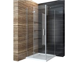 Douchecabine Hoek - Douchewand Set - Badkamer Vernieuwen - Veiligheidsglas 6mm - 80x80x195cm - Chroom