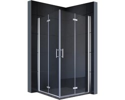 Douchecabine Hoekinstap - Douchewand Vouwdeur - Moderne Badkamer - Easy-Clean Nano Glas - 100 x 100 cm - Zilver