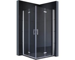 Douchecabine Hoekinstap - Vouwdeur Douchewand - Ruimte Besparen - Easy-Clean Nanocoating - 80x80 cm - Zilver