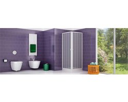 Douchecabine PVC - Badkamer Inrichting - Ruimte Besparen - Centrale Opening - 90x100 CM - Wit