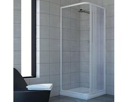 Douchecabine PVC - Badkamer Inrichting - Ruimtebesparend Douchen - Opvouwbare Deur - 100x100x185 CM - Wit