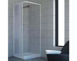 Douchecabine PVC - Badkamer Inrichting - Ruimtebesparend Douchen - Zij-ingang Ontwerp - 80x90x185 cm - Wit