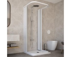 Douchecabine PVC - Douchehoek - Badkamer Vernieuwen - Inklapbare Deuren - 90x90x185 cm - Wit