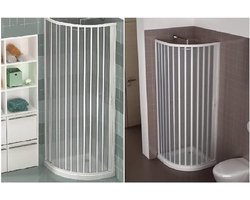 Douchecabine PVC - Douchehoek Semicirkel - Badkamer Inrichten - Inklapbare Deur - 80 x 80 cm - Wit