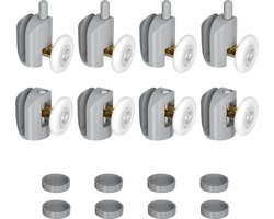 Douchecabine wielen 23 mm - 8 stuks met deksels - anti-roest douchedeurrollen - badkamerreserveonderdelen - glazen douche schuifdeuren - douchedeuren