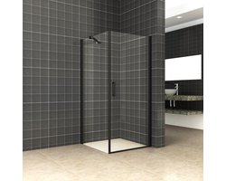 Douchecabine Wiesbaden Uni Klapdeur Vierkant 90x90x200 cm 8 mm NANO coating Mat Zwart