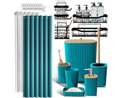 Douchecaddy en badkameraccessoireset - 25-delig - groenblauw