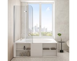 Douchedeur Badkuip - Badwand Inklapbaar - Badkamer Vernieuwen - Veiligheidsglas 6mm - 100x140cm - Zilver Transparant