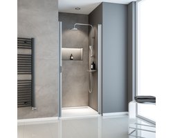 douchedeur- draaideur - nis - 90x180cm - alu - transparant veiligheidsglas