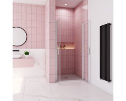 Douchedeur dubbele pendeldeur 90x185cm niche 6mm gehard glass easyclean mat wit aluminium profiel