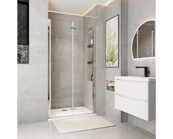 Douchedeur Klapdeur - Douchecabine Vouwdeur - Ruimte Besparen - EasyClean Nano Coating - 100x185 cm - Zilver